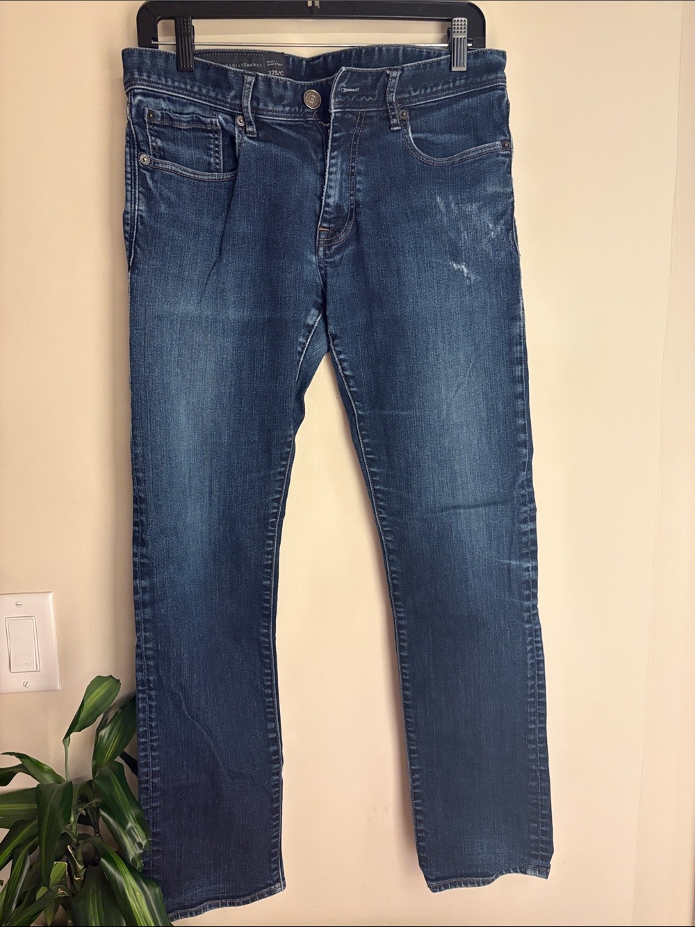 Armani Exchange Dark Blue Skinny Jeans Waist Label Detail